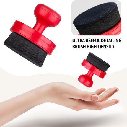 Tire Shine Applicator,Vegan Tire Shine Brush with Stand or Auto Detailing Cleaning Service (Black+Red)