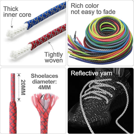 2 Pairs 4/25" Thick Round Relective Shoe Laces Saety Highlight Rope
