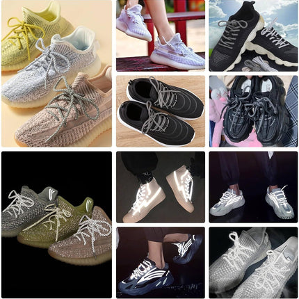 2 Pairs 4/25" Thick Round Relective Shoe Laces Saety Highlight Rope