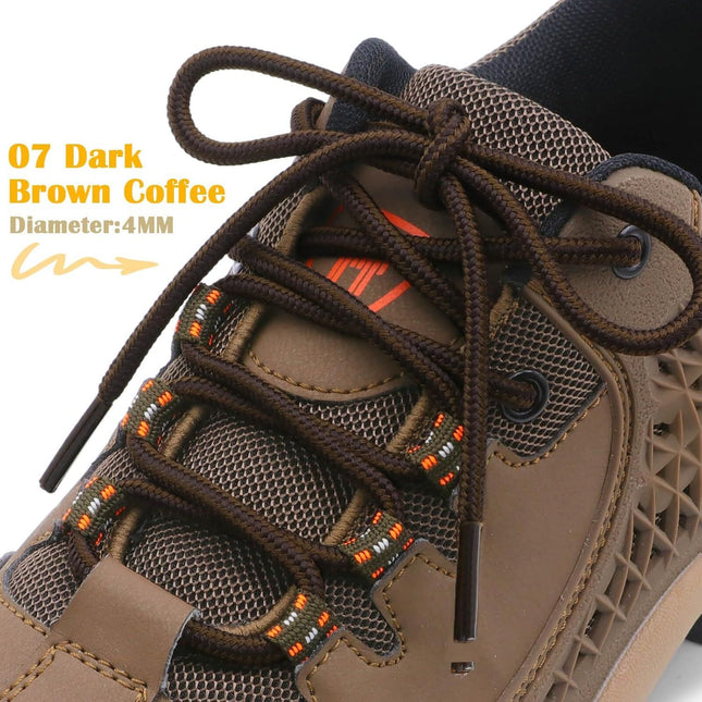 2 Pair Round Boot Laces Outdoor Hiking Walking Shoelaces Dual Coloured Striped Shoe Lace Work Shoe Strings – product detail