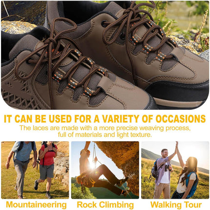 2 Pair Round Boot Laces Outdoor Hiking Walking Shoelaces Dual Coloured Striped Shoe Lace Work Shoe Strings