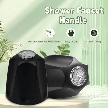 Biaungdo Black Shower Knob Replacement Set of 2, Bathtub Faucet Handles Include Hot and Cold Shower Knob for Remodeling Trim