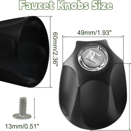 Biaungdo Black Shower Knob Replacement Set of 2, Bathtub Faucet Handles Include Hot and Cold Shower Knob for Remodeling Trim