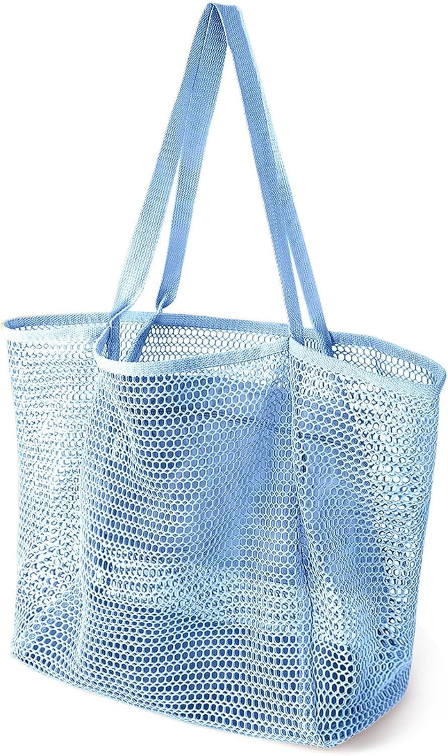 Beach Bags or Women Summer Travel Mesh Tote Bag with Large Inner Pocket Sandproo Woven V1259-DP01-E-518