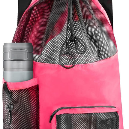Mesh Swim Bag Beach Drawstring Backpack, Waterproo Gym Bags or Women and Men, Large Pool Bag Swimming Gear or Swimmers