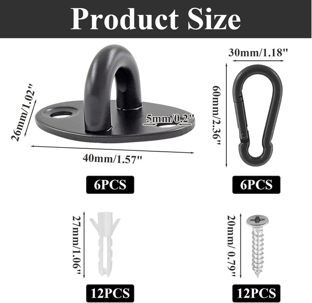 Biaungdo 6 Pcs Stainless Steel Ceiling Hooks Black 1.54 x 1.06 Pad Eyes Plate Marine Hardware Ceiling – product detail