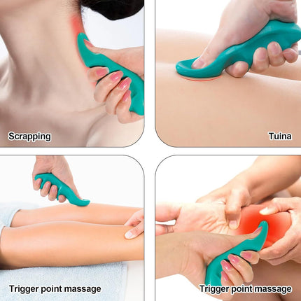 Manual Trigger Point Massage Tool and Thumb Saver or ull Body Deep Tissue Massage, Set Include 1 Green Thumb Protector Tool 1 Palm Urchin Massage Tool Hand Held 4-Legged Massage Knobs