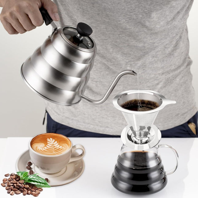 Pour Over Coee Dripper Slow Drip Paperless Coee ilter Pour Over Coee Maker or 1-2Cups Brew Double Mesh – product detail