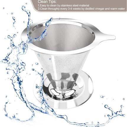 Pour Over Coee Dripper, Slow Drip Paperless Coee ilter, Pour Over Coee Maker or 1-2Cups Brew, Double Mesh Design o Manual Reusable Cone ilter
