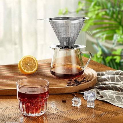 Pour Over Coee Dripper, Slow Drip Paperless Coee ilter, Pour Over Coee Maker or 1-2Cups Brew, Double Mesh Design o Manual Reusable Cone ilter