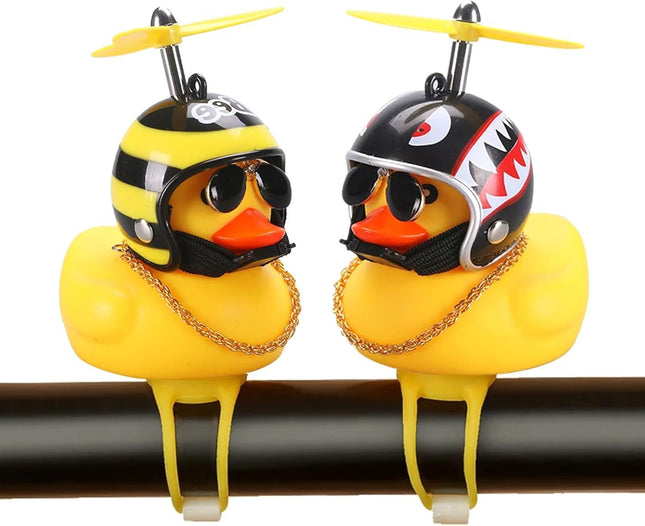 2 Pack Rubber Duck Car Ornaments Yellow Duck Car Dashboard Decorations Squeeze Duck Bicycle Horns with