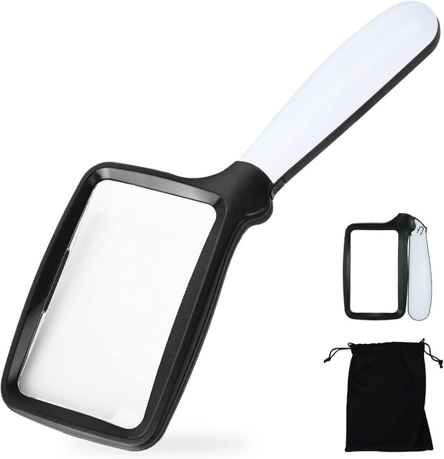 olding Handheld Magniying Glass with Light 3X Large Rectangle Reading Magniier with Dimmable LED in Clear