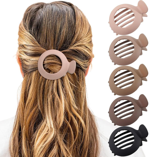 5Pcs lat Claw Hair Clips or Women with Thin & Thick hair Non-slip Round Jaw Clamp (L 3 W V1259-DP01-E-550