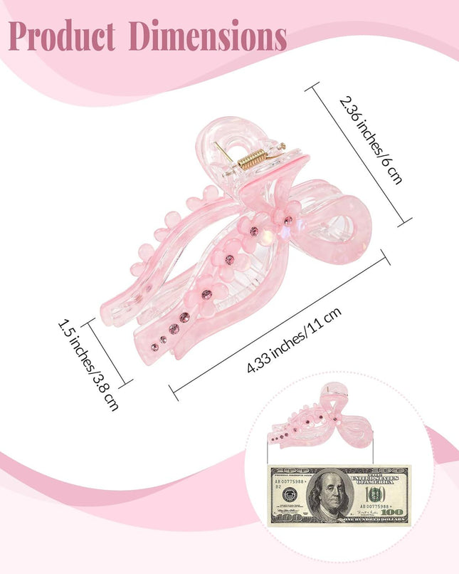 4.3 Acrylic Bow Hair Clips or Women Cute Bow Claw Clip 3PCS Large Hair Claw Clips or Thick or Long Hair – product detail