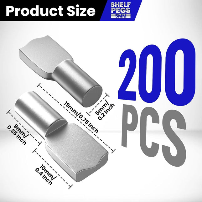200 PCS 5mm Shel Pins Shel Pegs Metal Nickel Pins Support Pegs Cabinet – product detail