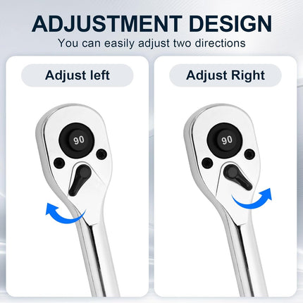 Biaungdo 1/4 Inch Drive Ratchet, 90-Tooth Reversible Quick-release Ratchet Wrench, Chrome Alloy Socket Wrench