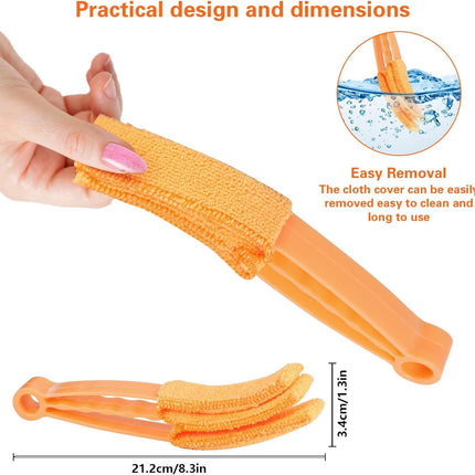 4Pcs Window Venetian Blind Cleaner Duster Tool,eather Blind Duster or Cleaning,Washable 7 inger Dusters Brush Dusting Cleaner Tool or Window Shutters Air Conditioner Vinyl Wood Blinds + 4 Cover