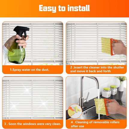 4Pcs Window Venetian Blind Cleaner Duster Tool,eather Blind Duster or Cleaning,Washable 7 inger Dusters Brush Dusting Cleaner Tool or Window Shutters Air Conditioner Vinyl Wood Blinds + 4 Cover