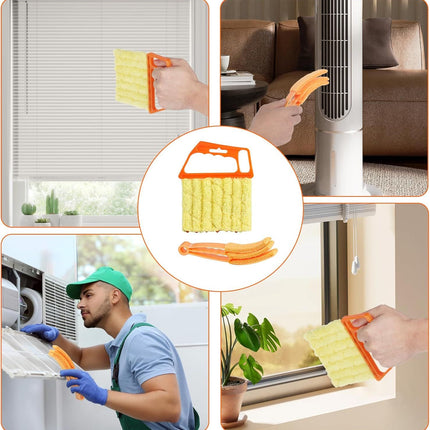 4Pcs Window Venetian Blind Cleaner Duster Tool,eather Blind Duster or Cleaning,Washable 7 inger Dusters Brush Dusting Cleaner Tool or Window Shutters Air Conditioner Vinyl Wood Blinds + 4 Cover
