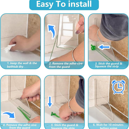 Bathroom Shower Splash Guard or Tub, 2 Pcs Bathtub Water Guards, Shower Water Guard or Bathtub Splash Guard Removable, Bathtub Water Splash Guards Corner Guards to Keep Water in Shower Bath