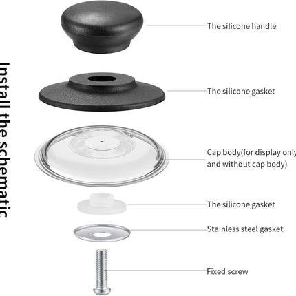 4 Pcs Universal Pot Lid Knobs, Pot Lid Handle Replacement, Pot Cover Knobs, Universal Kitchen Bakelite Top Replacement or Pots and Pans Saucepan Casserole Glass Handles(Black)