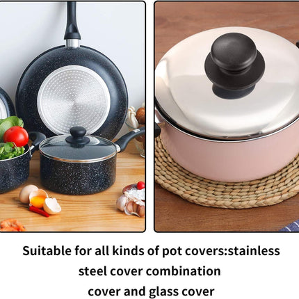 4 Pcs Universal Pot Lid Knobs, Pot Lid Handle Replacement, Pot Cover Knobs, Universal Kitchen Bakelite Top Replacement or Pots and Pans Saucepan Casserole Glass Handles(Black)