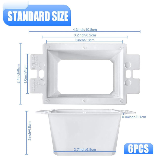6 Pcs BE1-2 Electrical Outlet Box Extenders Electrical Box Extender 1 Gang Power Outlet Box – product detail