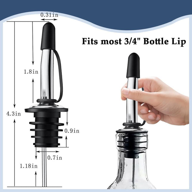 12 Pack Leak-Proo Dust Cap Wine Pourers Stainless Steel Bottle Pourers or Alcohol Olive Oil – product detail