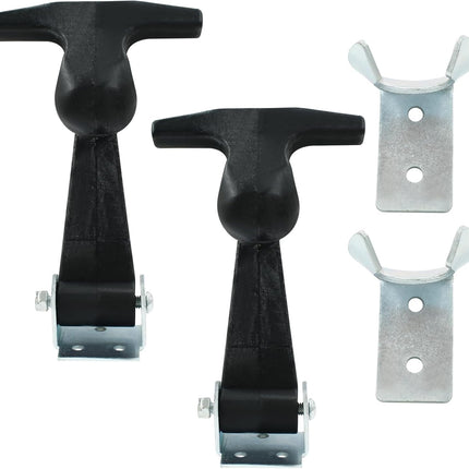 Biaungdo 2 Pcs Rubber Flexible Hood Catch, Black T-Handle Draw Latches with Brackets Stainless Steel T-Handle Hasp for Hood/Tool Box/Vehicle Engine