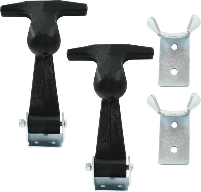Biaungdo 2 Pcs Rubber Flexible Hood Catch Black T-Handle Draw Latches with Brackets Stainless Steel