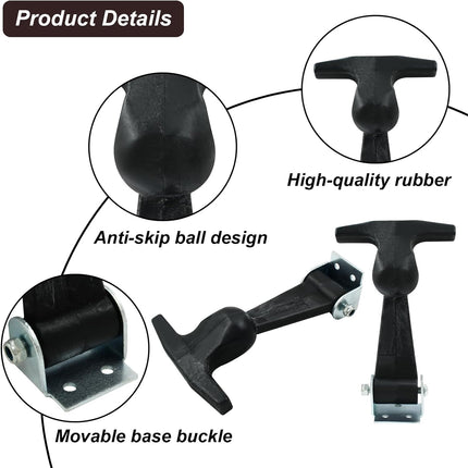 Biaungdo 2 Pcs Rubber Flexible Hood Catch, Black T-Handle Draw Latches with Brackets Stainless Steel T-Handle Hasp for Hood/Tool Box/Vehicle Engine