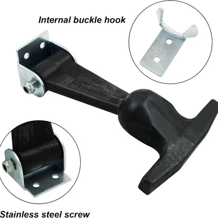 Biaungdo 2 Pcs Rubber Flexible Hood Catch, Black T-Handle Draw Latches with Brackets Stainless Steel T-Handle Hasp for Hood/Tool Box/Vehicle Engine
