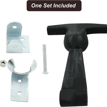 Biaungdo 2 Pcs Rubber Flexible Hood Catch, Black T-Handle Draw Latches with Brackets Stainless Steel T-Handle Hasp for Hood/Tool Box/Vehicle Engine