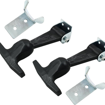 Biaungdo 2 Pcs Rubber Flexible Hood Catch, Black T-Handle Draw Latches with Brackets Stainless Steel T-Handle Hasp for Hood/Tool Box/Vehicle Engine