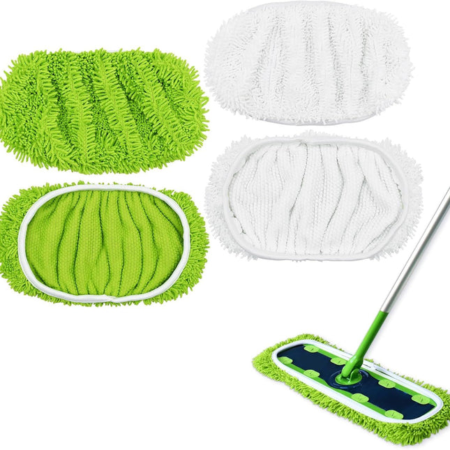 XL Mop Pads Compatible with Swier XL Sweeper, X-Large Dry Sweeping Cloths, XL Wet Pads Reills, Reusable Washable Microiber Heavy Duty Wet Mopping Cloths or Hardwood loor Cleaning, 4 Pack