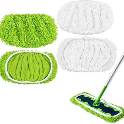 XL Mop Pads Compatible with Swier XL Sweeper, X-Large Dry Sweeping Cloths, XL Wet Pads Reills, Reusable Washable Microiber Heavy Duty Wet Mopping Cloths or Hardwood loor Cleaning, 4 Pack