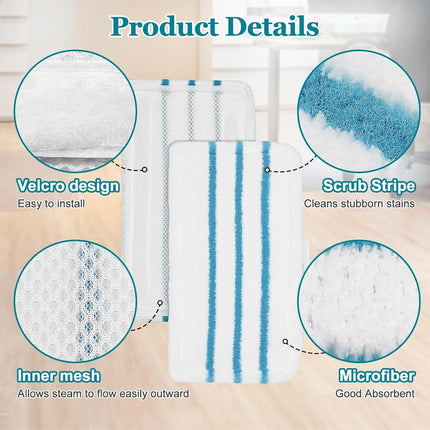 4Pack Steam Mop Pads Replacement or Black+Decker Steam Mop SM1600, SM1610, SM1620, HSM13E1, HSMC1300X, HSMC1321, HSMC1361SG Cleaner Black and Decker Steam Mop Replacement Pads