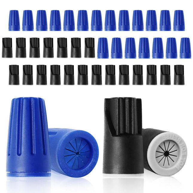 Biaungdo 40 Pcs Black and Blue Waterproof Wire Electrical Connectors Outdoor Seal Twist Nuts Caps