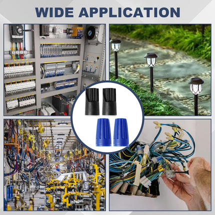 Biaungdo 40 Pcs Black and Blue Waterproof Wire Electrical Connectors, Outdoor Seal Twist Nuts Caps Cable Terminal Electrical Connectors for Outdoor Landscape Light, Irrigation Valves