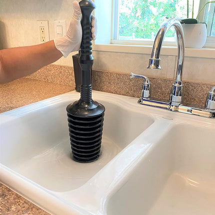 Master Plunger MP500-B3 Heavy Duty Bathroom Toilet Plunger Kit with Short Bucket/Caddy. Equipped with Air Release Valve, Black
