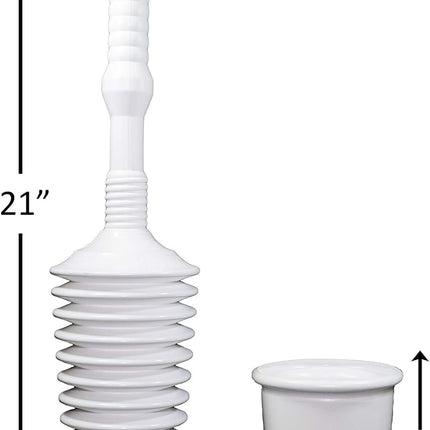 Master Plunger MP500-B4 Heavy Duty Bathroom Toilet Plunger Kit with Short Bucket. Equipped with Air Release Valve, White