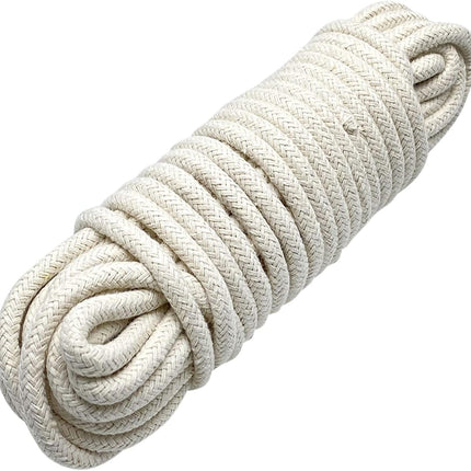 1/4 Inch Natural Cotton Rope, White Craft Clothesline, Used for DIY Rope Baskets, Handicrafts, Candle Wicks, etc, 6MM, 52 Feet.