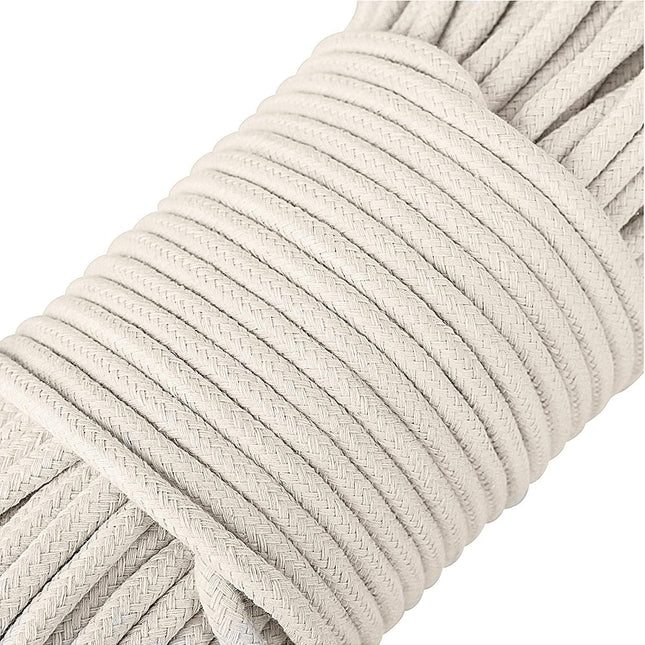 1/4 Inch Natural Cotton Rope White Craft Clothesline Used for DIY Rope Baskets Handicrafts Candle Wicks – product detail