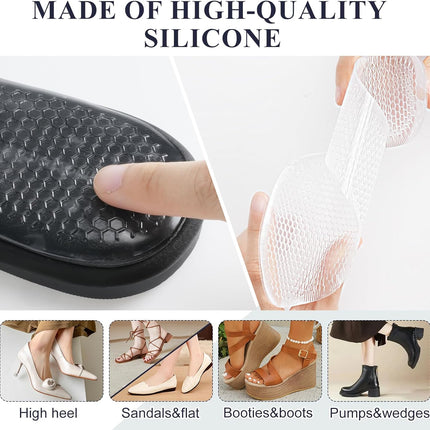 2 Pairs High Heel Inserts Women, Self-Adhesive Gel Sandal Inserts Insoles, New Anti Slip Design Comfort Insert, 3/4 Length Dress Shoe Inserts Pain Relief, Shock & Sweat Absorption, 2 Clear S