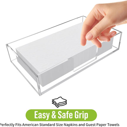 Acrylic Guest Towel Napkin Holder,Clear Bathroom Paper Hand Towels Storage Tray,Disposable Towel Holder for Bathroom,Kitchen,Parties,Weddings,Vertical Modern Napkin Dispenser for Home,Hotel,Office