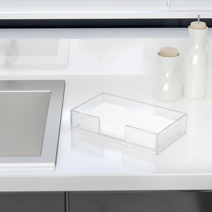 Acrylic Guest Towel Napkin Holder,Clear Bathroom Paper Hand Towels Storage Tray,Disposable Towel Holder for Bathroom,Kitchen,Parties,Weddings,Vertical Modern Napkin Dispenser for Home,Hotel,Office