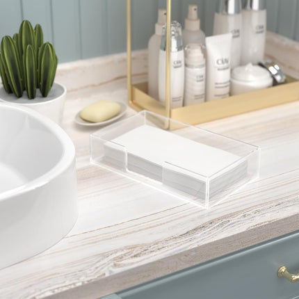 Acrylic Guest Towel Napkin Holder,Clear Bathroom Paper Hand Towels Storage Tray,Disposable Towel Holder for Bathroom,Kitchen,Parties,Weddings,Vertical Modern Napkin Dispenser for Home,Hotel,Office