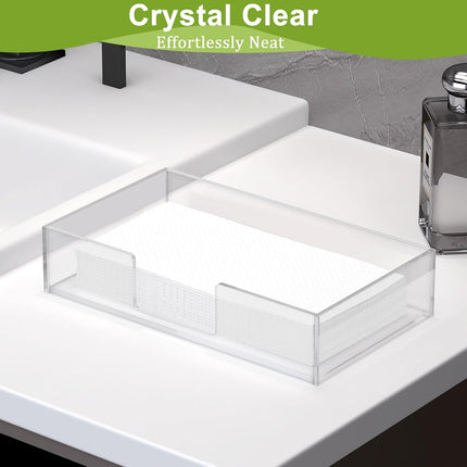 Acrylic Guest Towel Napkin Holder,Clear Bathroom Paper Hand Towels Storage Tray,Disposable Towel Holder for Bathroom,Kitchen,Parties,Weddings,Vertical Modern Napkin Dispenser for Home,Hotel,Office