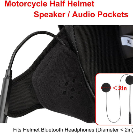 iGuerburn 2 Pair Half Helmet Ear Pads Speaker Pockets, Bluetooth Motorcycle Helmet Speakers Pouches 1/2 Helmet Accessories Ear Protection Reduce Wind Noise