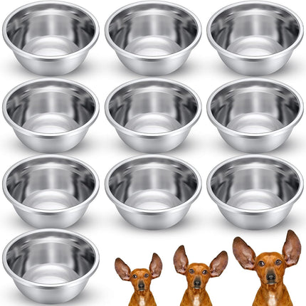 10 Pcs 8 Cup Metal Dog Bowls Stainless Steel Thickened Food Bowls Travel Kennel Food and Water Dish for Medium Large Size Dogs Cats, 64 Oz, Dishwasher Safe